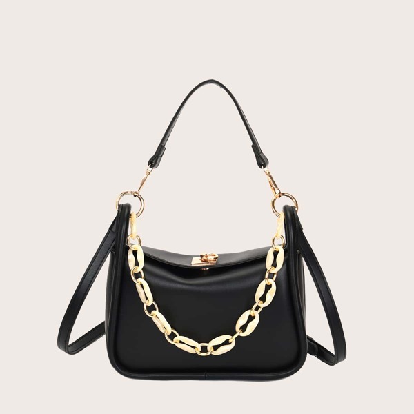 

Chain Decor Shoulder Bag, Black