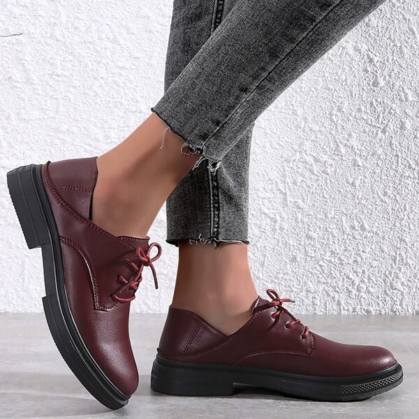 

Lace-up Front Oxford Shoes, Burgundy