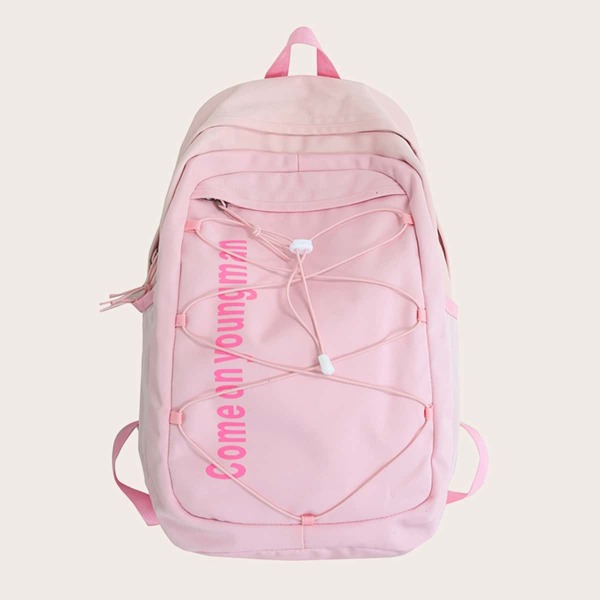 

Minimalist Letter Graphic Backpack, Pink