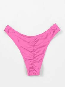 Ruched Back Bikini Bottom - Hot Pink - View 3