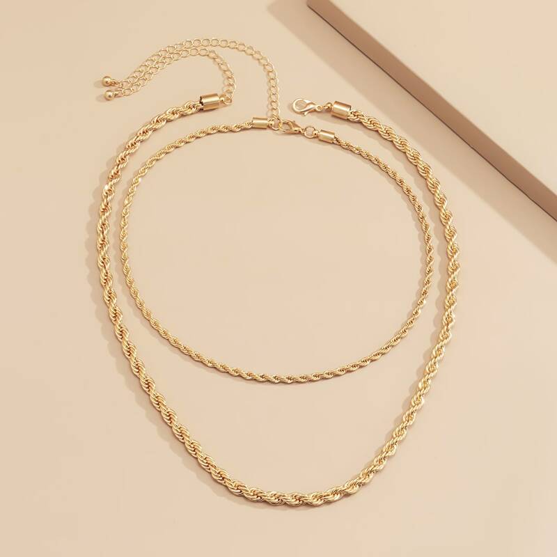 

2pcs Minimalist Chain Necklace, Gold
