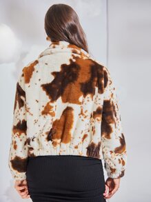 معاطف فرو صناعي مقاسات كبيرة سستة رسم براقة
