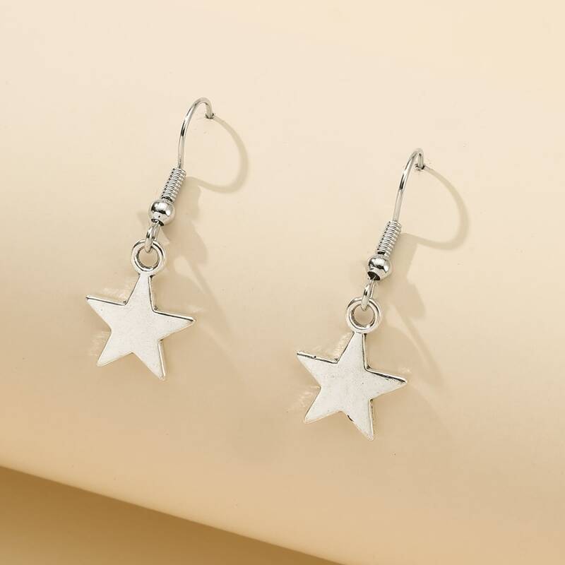 

Star Charm Earrings, Antique silver
