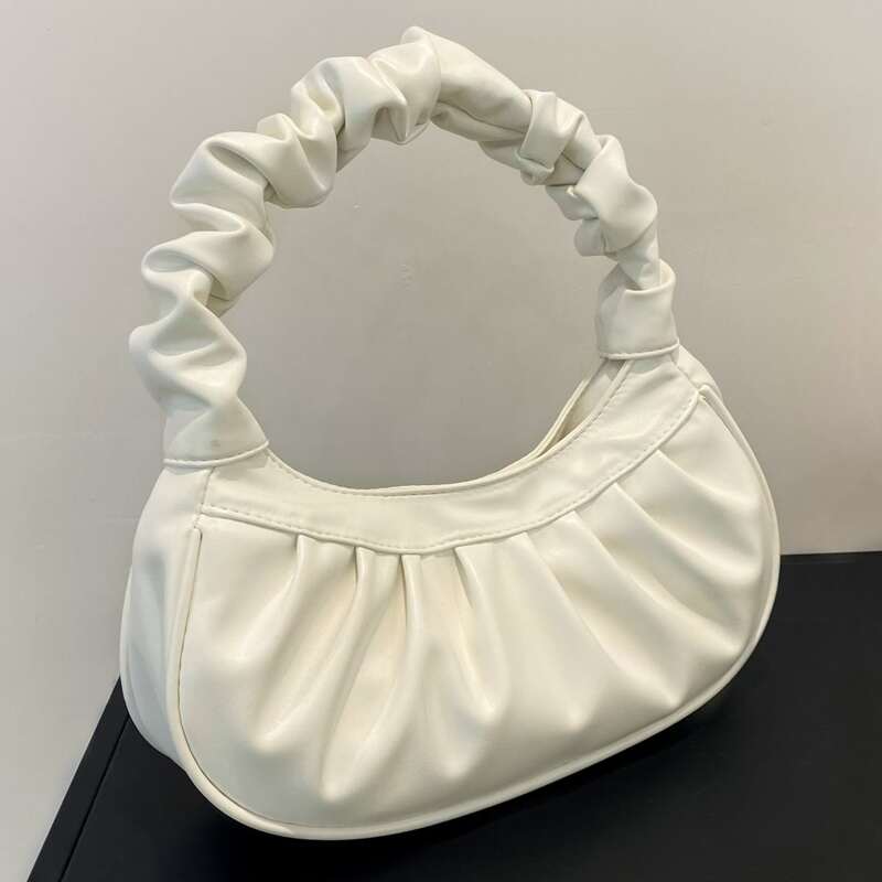 

Ruched Shoulder Bag, White