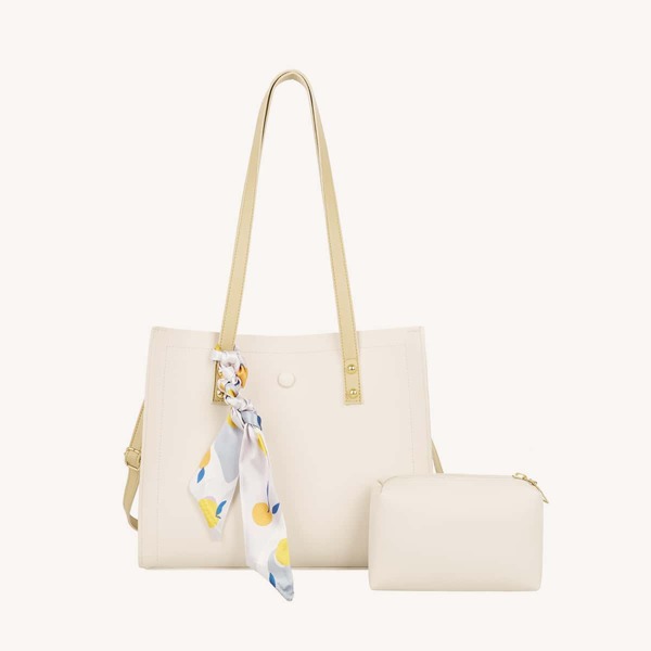 

Minimalist Scarf Decor Shoulder Bag, Beige
