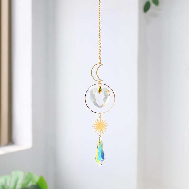 

1pc Moon & Heart Decor Wall Hanging, Gold