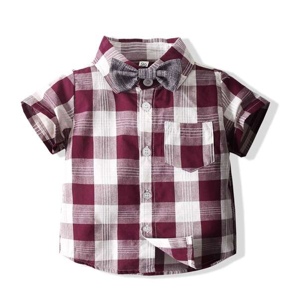 

Toddler Boys Plaid Bow Neck Shirt, Multicolor