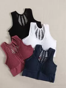 Yoga Basic 4入組鏤空瑜伽訓練徒步和戶外運動型胸罩