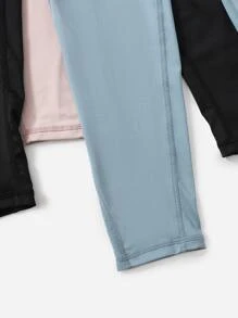 Yoga Futuristic 3pcs Workout Leggings Breathable Softness High Stretch Running Tights With Phone Pocket - Multicolor - View 4