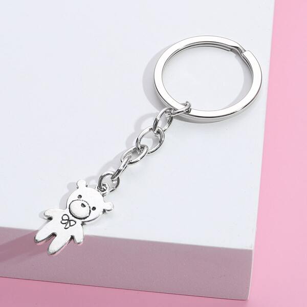 

Bear Charm Keychain, Silver