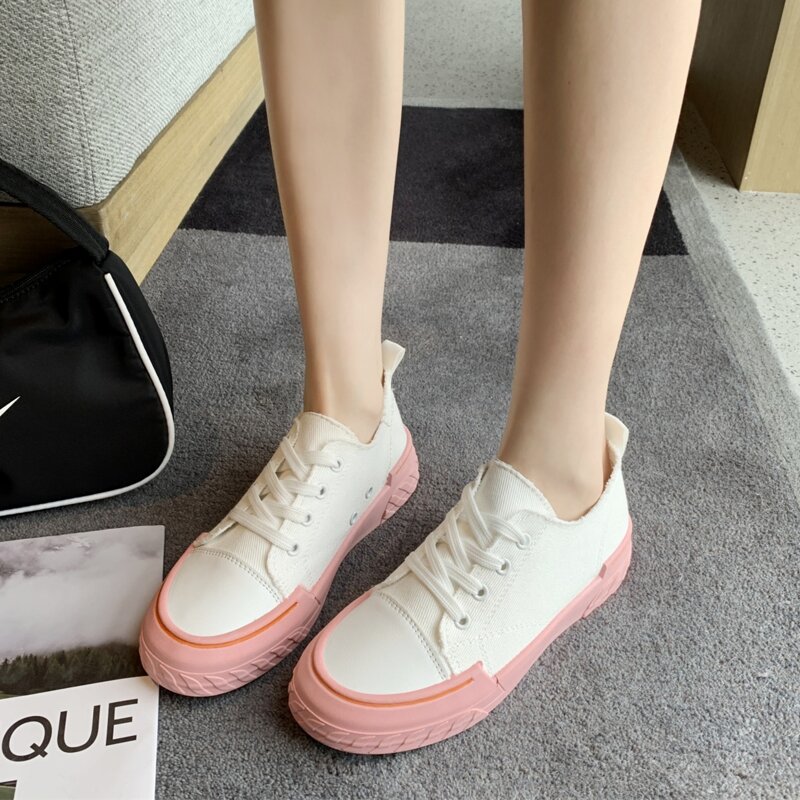 

Lace-up Front Canvas Shoes, Pink