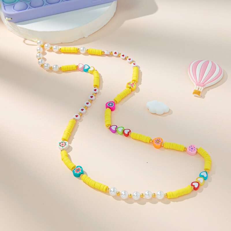 

Beaded Phone Lanyard, Yellow