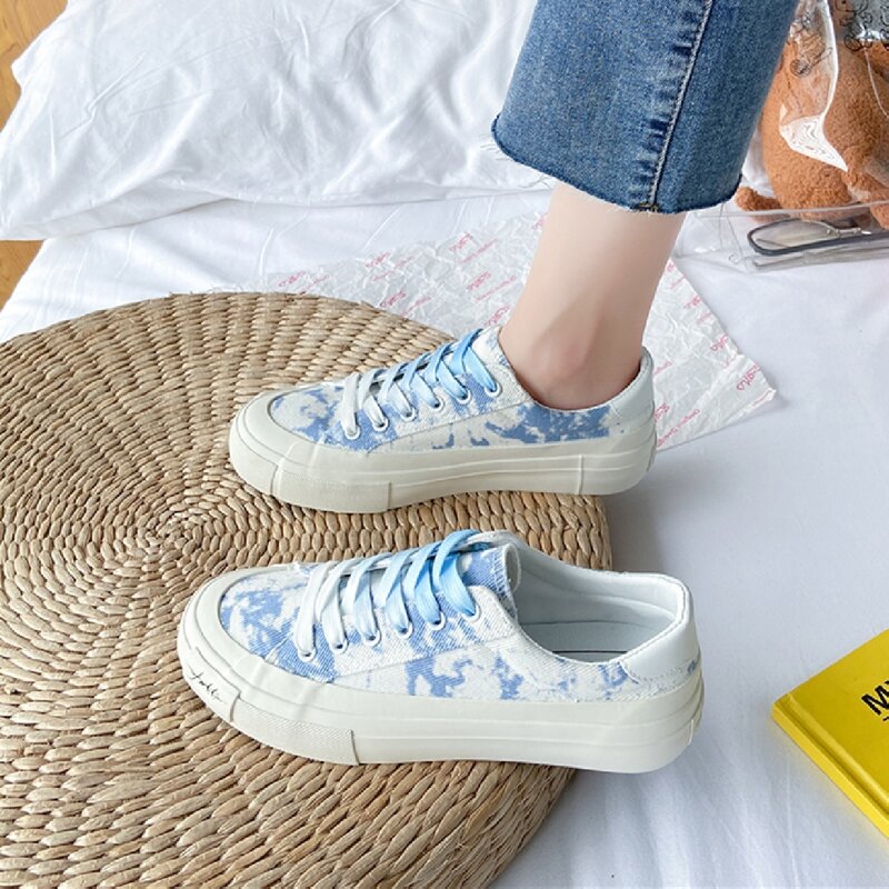 

Tie Dye Lace-up Front Canvas Shoes, Blue