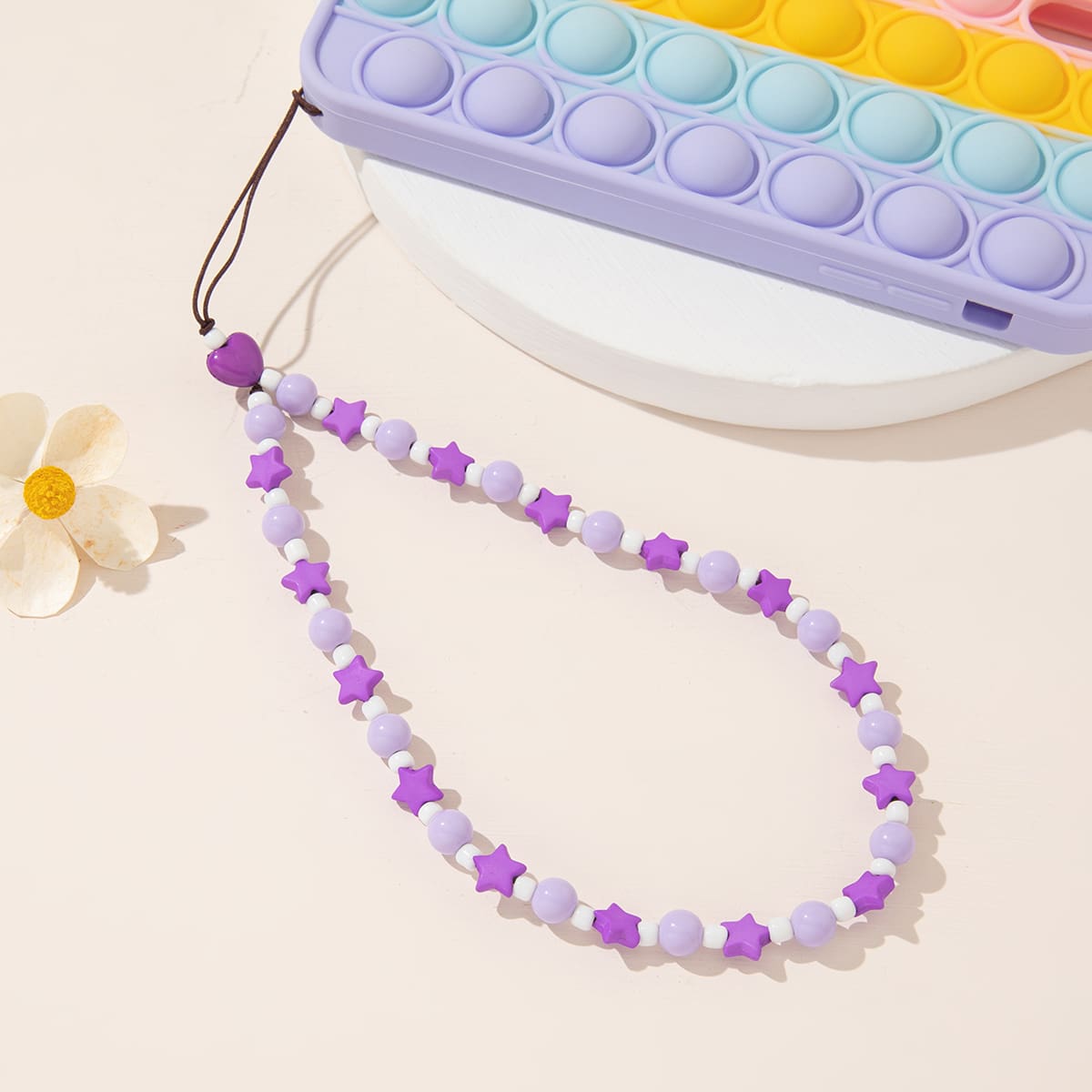 

Star Beaded Silicone Phone Lanyard, Purple