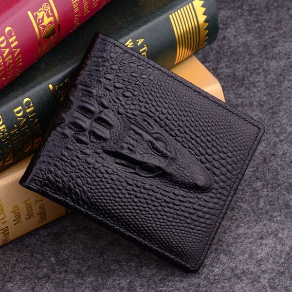 

Men Croc Pattern Card Holder, Black