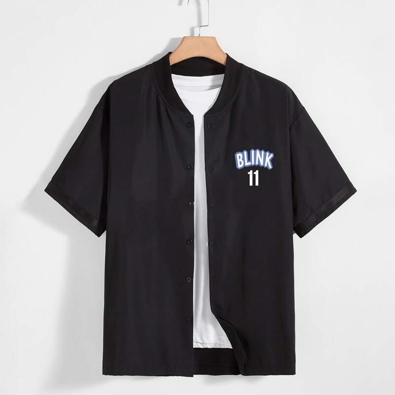

Guys Letter Graphic Shirt, Black