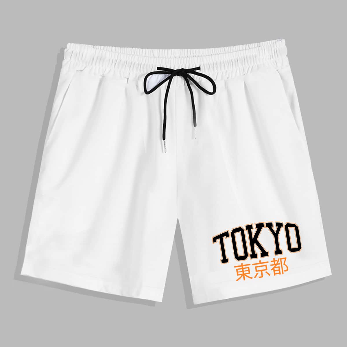 

Guys Letter Drawstring Shorts, White