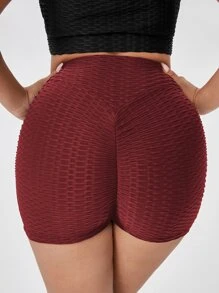 Plus Scrunch Butt Cycling Shorts - Burgundy - View 1