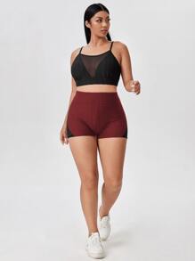 Plus Scrunch Butt Cycling Shorts - Burgundy - View 3