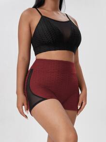 Plus Scrunch Butt Cycling Shorts - Burgundy - View 4