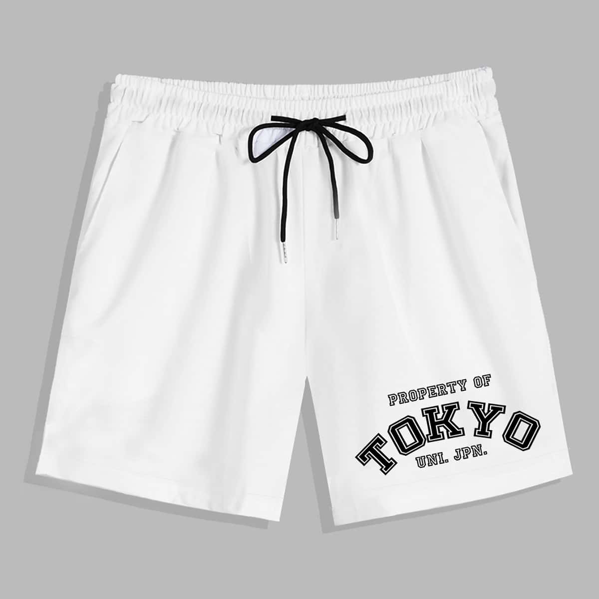 

Guys Letter Drawstring Shorts, White