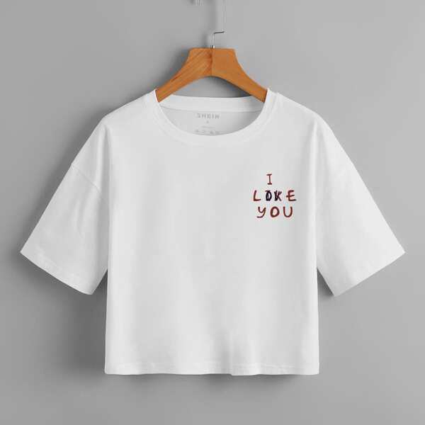 

Slogan Graphic Crop Tee, White