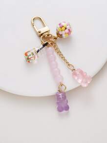 1 móc khóa hình gấu bông dễ thương phong cách kẹo ngọt với mặt dây chuyền kẹo dẻo màu cầu vồng phụ kiện xe hơi cho phụ nữ móc khóa dễ thương - Nhiều màu - Xem 2