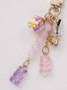 1 móc khóa hình gấu bông dễ thương phong cách kẹo ngọt với mặt dây chuyền kẹo dẻo màu cầu vồng phụ kiện xe hơi cho phụ nữ móc khóa dễ thương - Nhiều màu - Xem 3