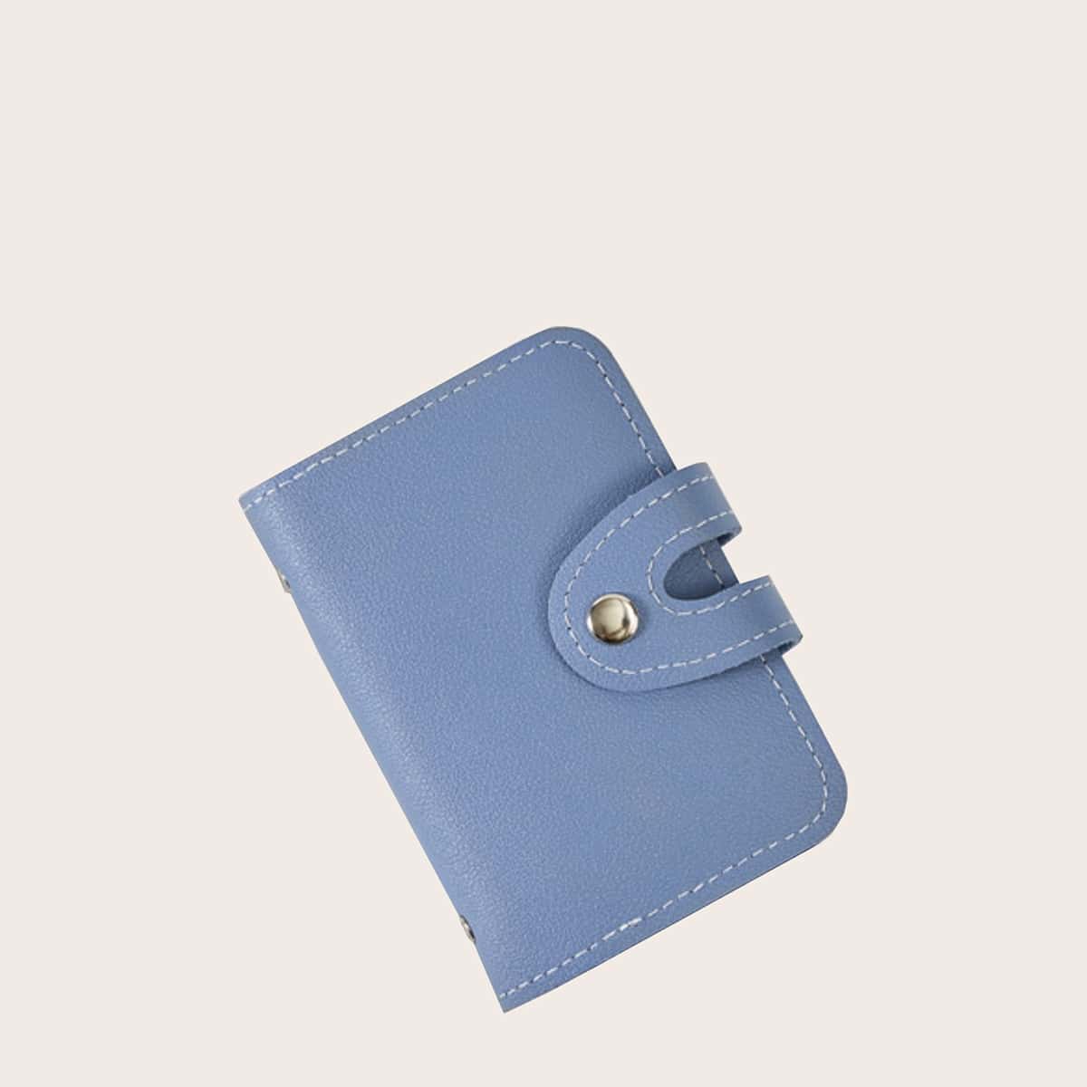 

Snap Button Card Holder, Blue