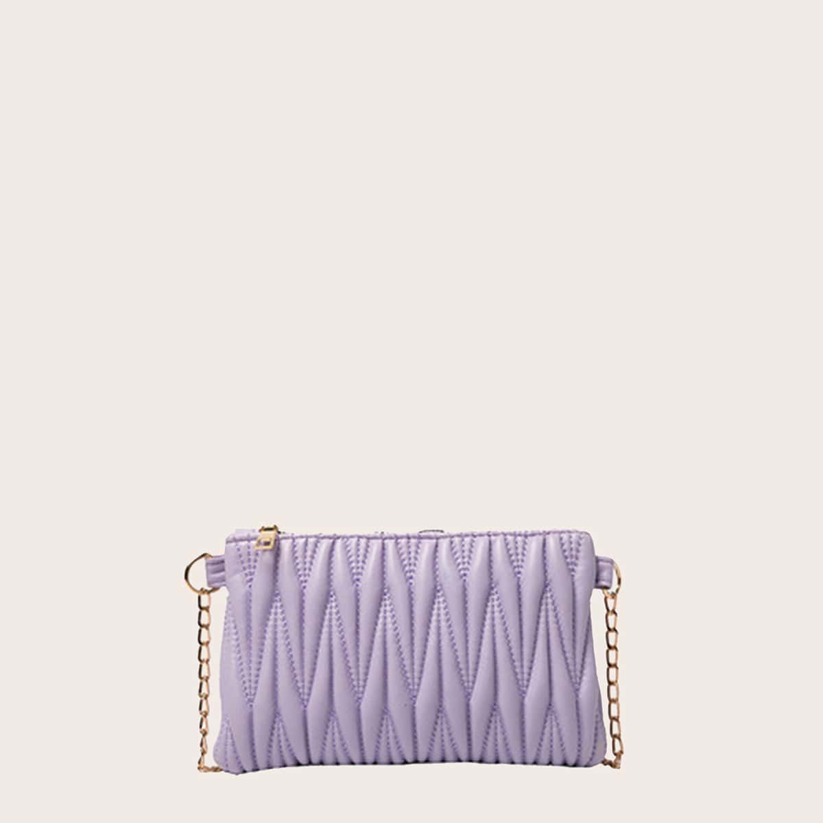 

Quilted Chain Crossbody Bag, Purple