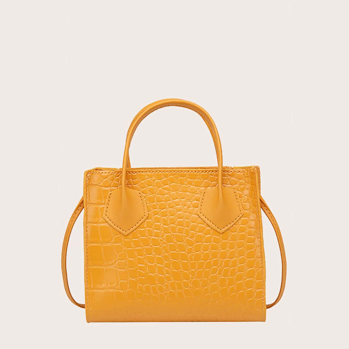 

Croc Embossed Square Bag, Yellow
