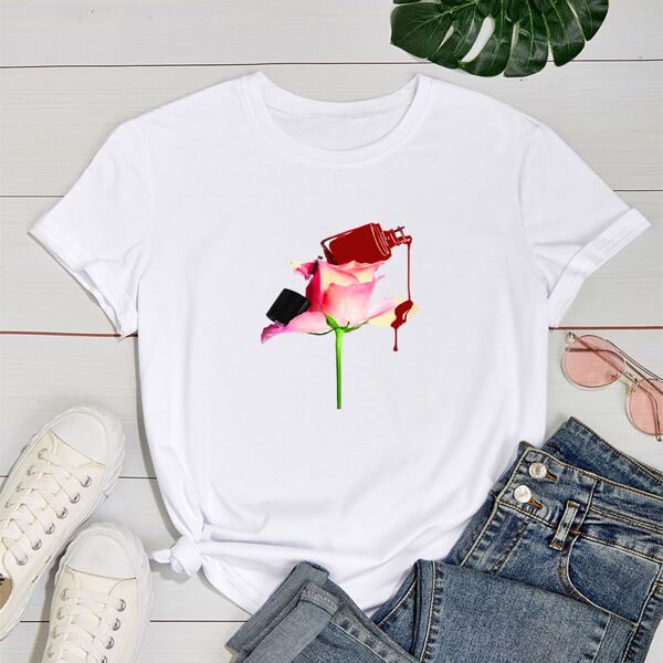 

Plus Floral Print Tee, White