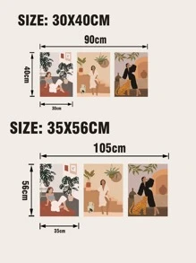 3入組人像圖案無框畫 - 彩色 - 查看 2