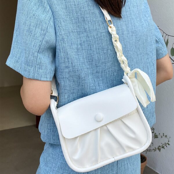 

Minimalist Flap Ruched Bag, White