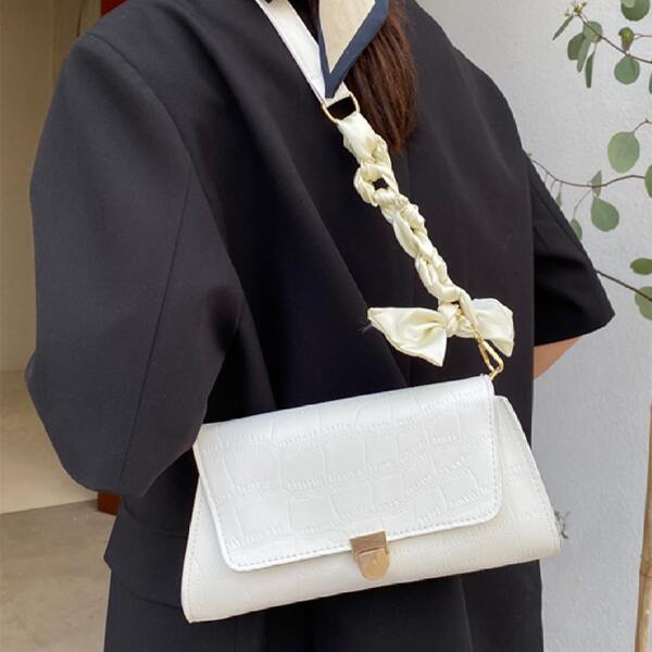 

Minimalist Flap Baguette Bag, White