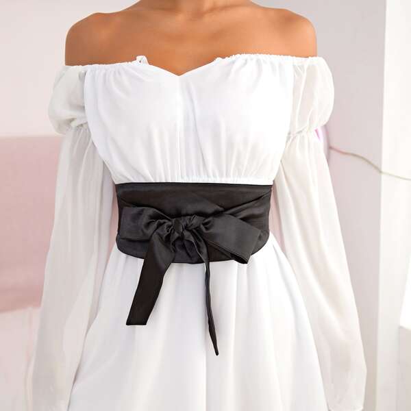 

Bow Knot Decor Belt, Black