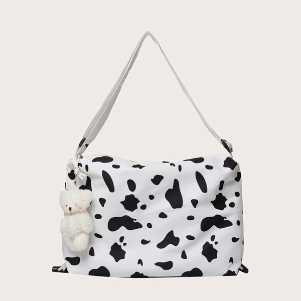 

Cow Pattern Crossbody Bag, Black and white