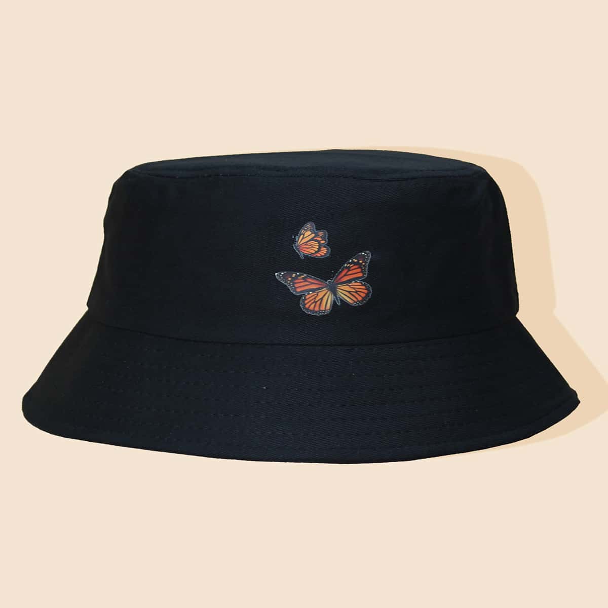 

Butterfly Pattern Bucket Hat, Black