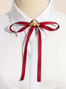 Bee Decor Bow Knot Fake Tie - Burgundy - View 1