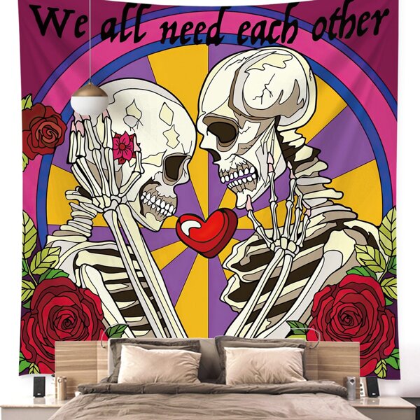 

Skull Print Tapestry, Multicolor