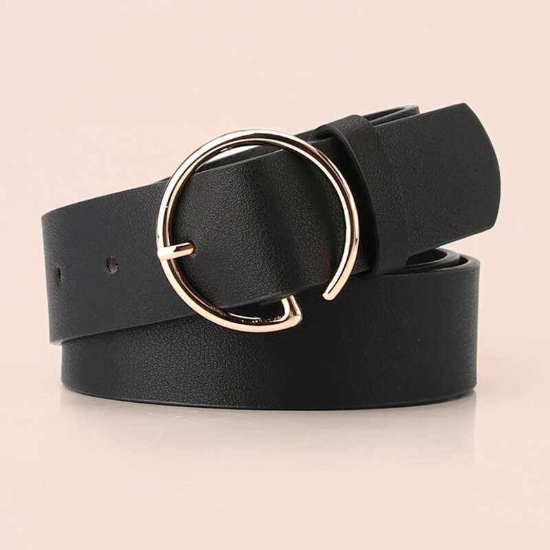 

Ring Decor Buckle Belt, Black