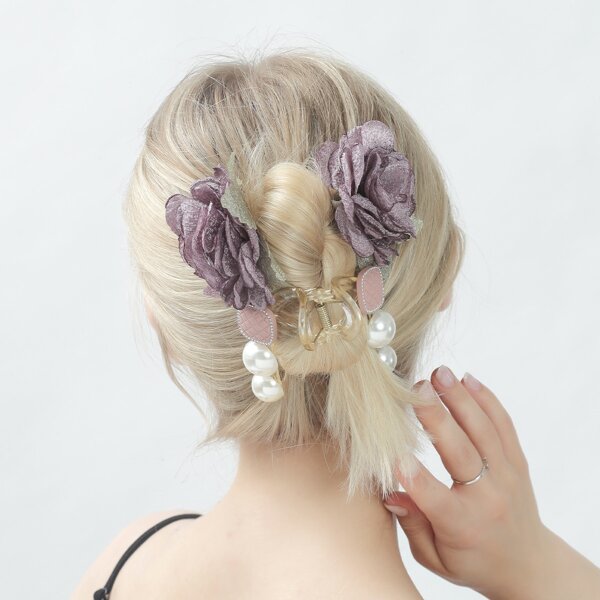 

Faux Pearl & Flower Decor Hair Claw, Multicolor