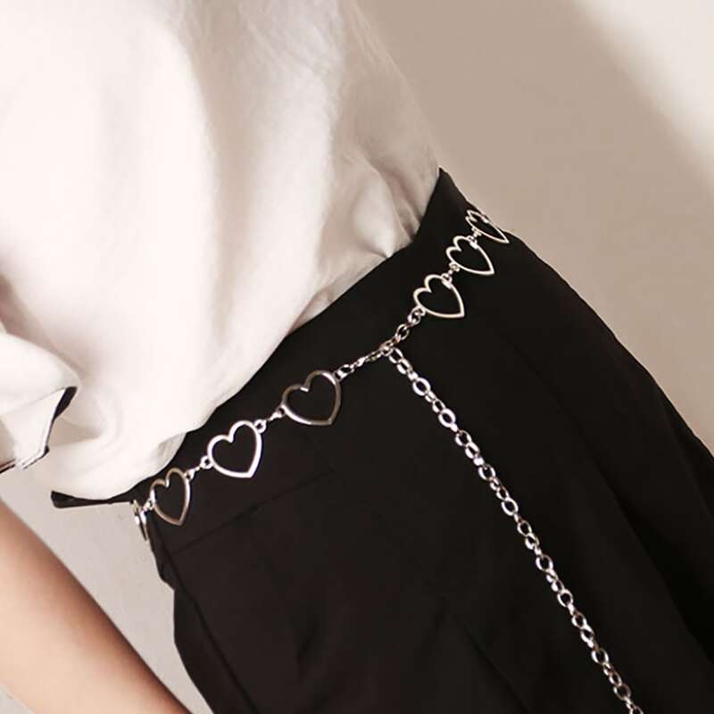 

Heart Decor Pant Chain, Silver
