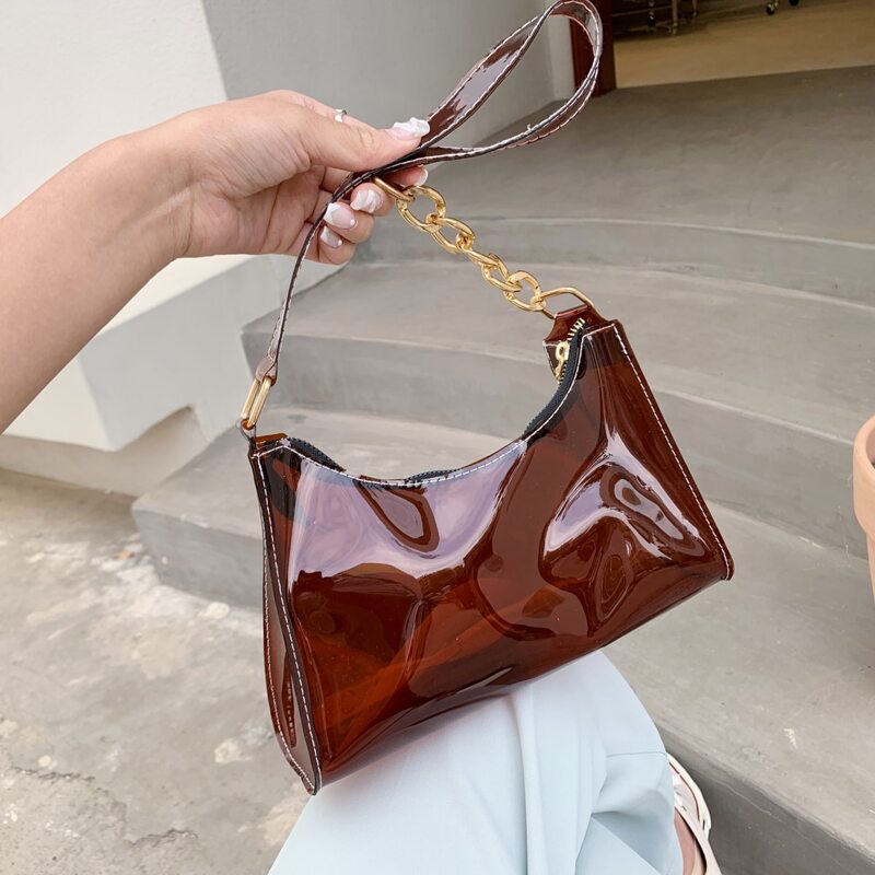 

Clear Baguette Bag, Brown