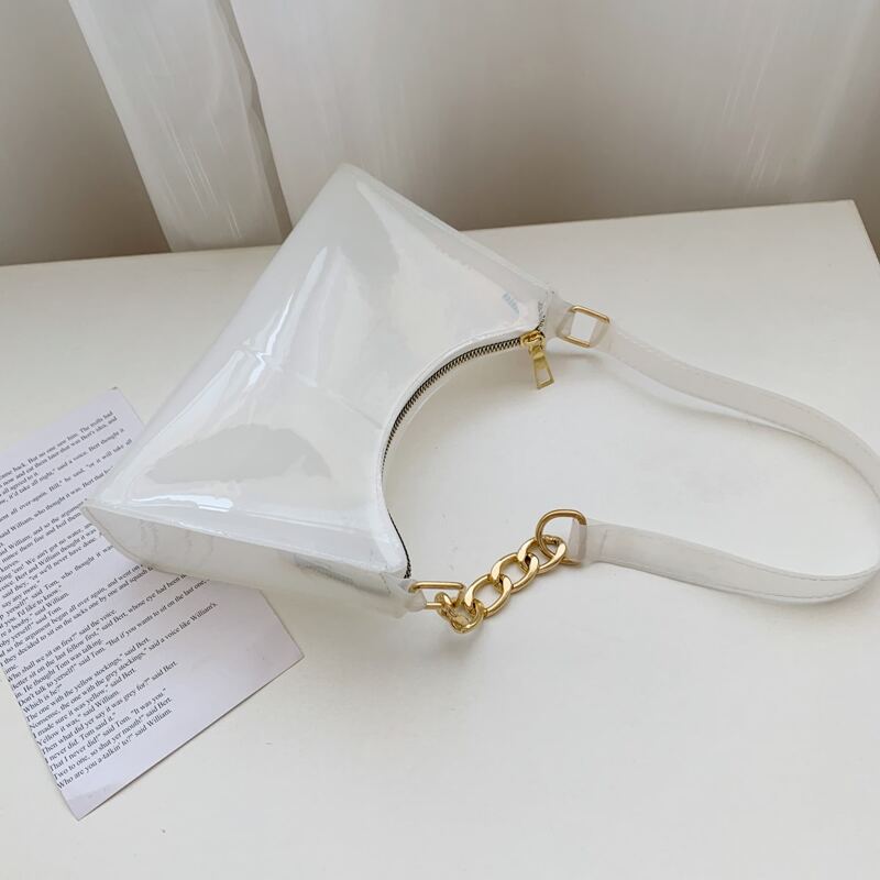 

Clear Baguette Bag, White