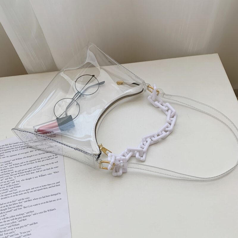 

Clear Chain Decor Baguette Bag