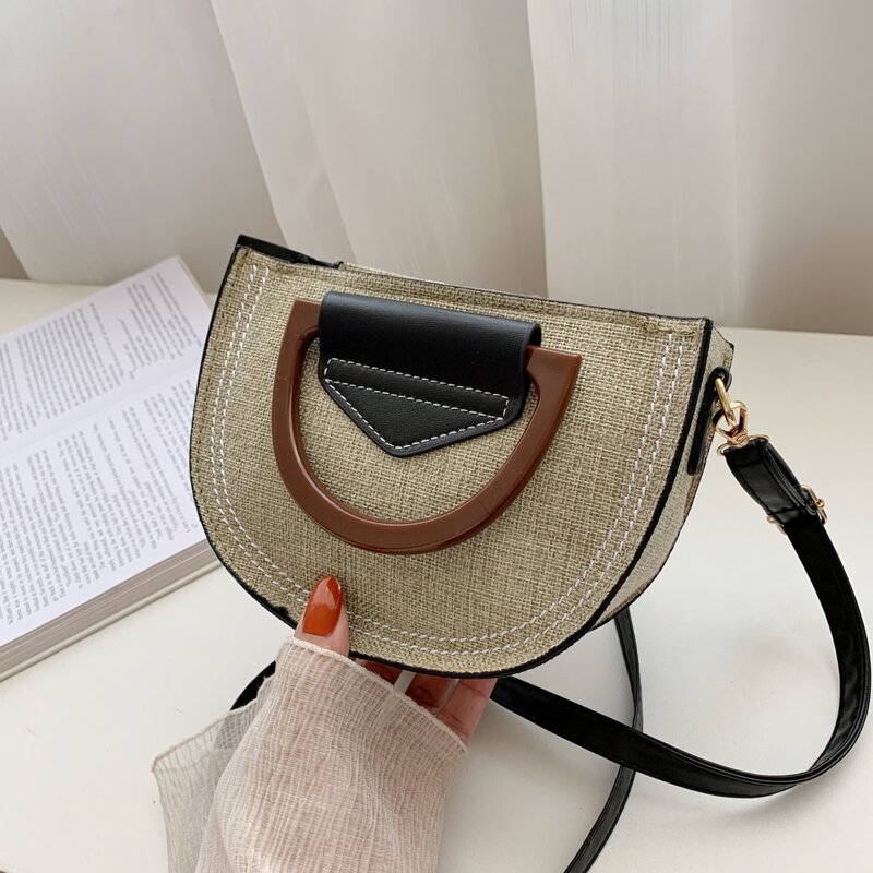 

Double Handle Satchel Bag, Khaki
