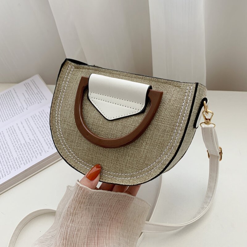

Colorblock Saddle Bag, White
