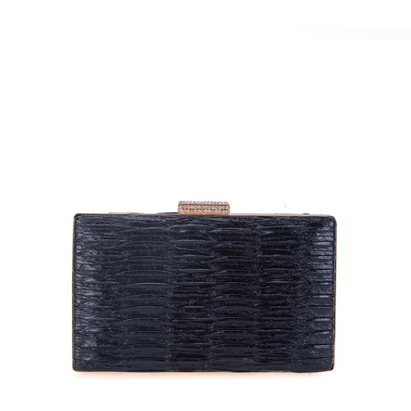 

Rhinestone Decor Ruched Design Clutch Bag, Black