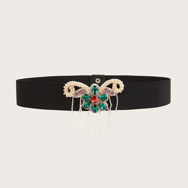 

Rhinestone Decor Belt, Black